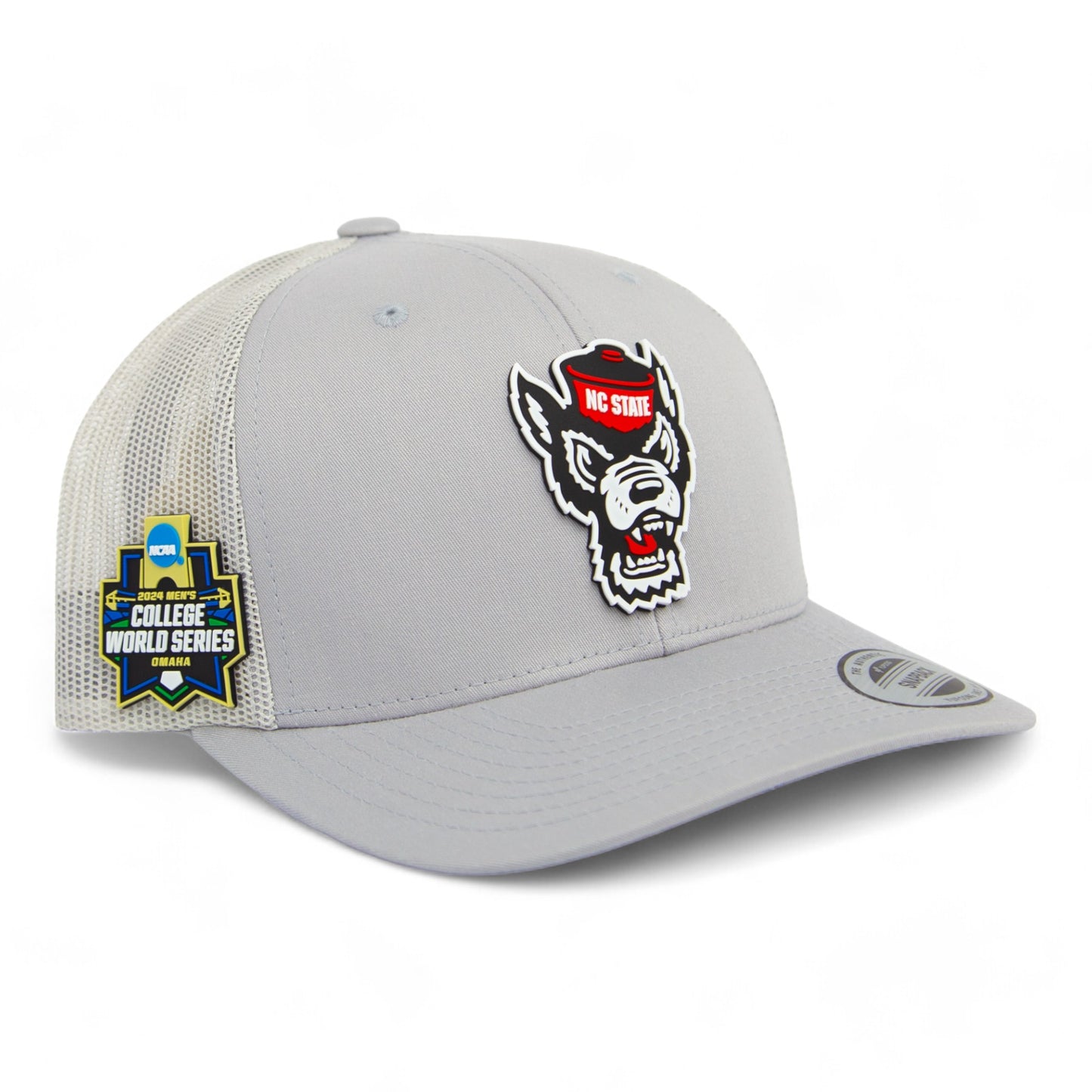 NC State Wolfpack 2024 Men's College World Series 3D YP Snapback Trucker Hat- Silver