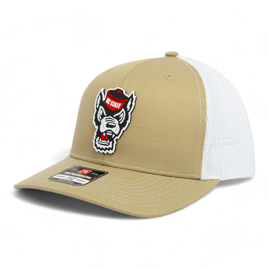 NC State Wolfpack 2024 Men's College World Series 3D Snapback Trucker Hat- Tan/ White