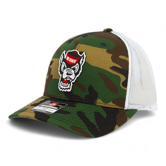 NC State Wolfpack 2024 Men's College World Series 3D Snapback Trucker Hat- Army Camo/ White