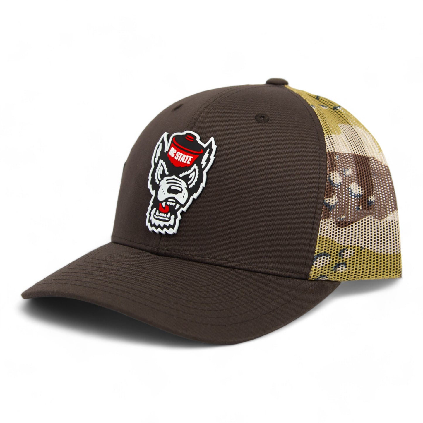 NC State Wolfpack 2024 Men's College World Series 3D Snapback Trucker Hat- Brown/ Desert Camo