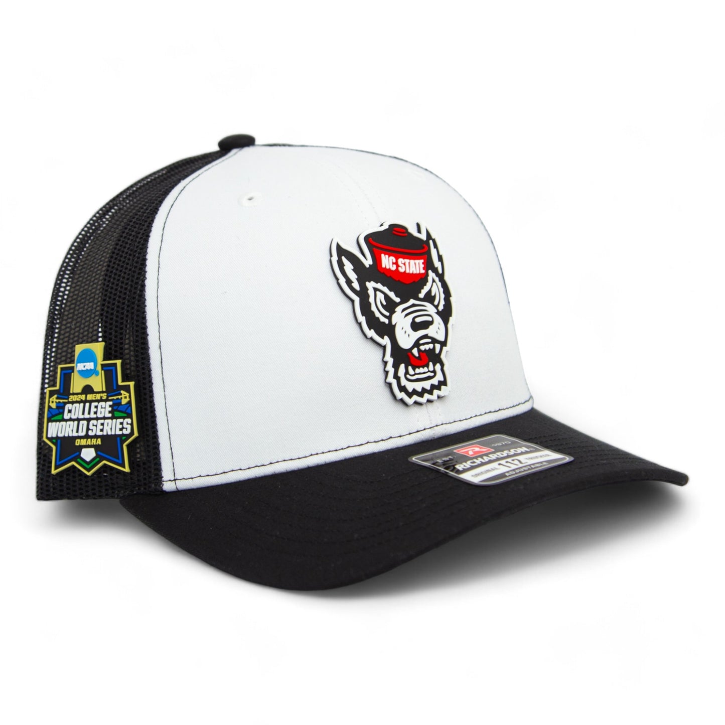 NC State Wolfpack 2024 Men's College World Series 3D Snapback Trucker Hat- White/ Black