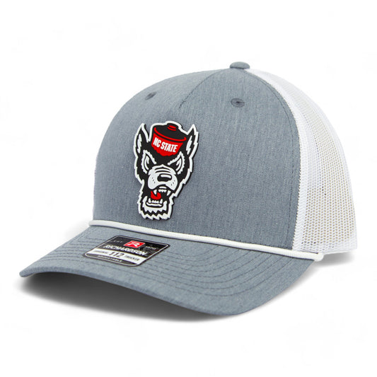 NC State Wolfpack 2024 Men's College World Series 3D Snapback Trucker Rope Hat- Heather Grey/ White