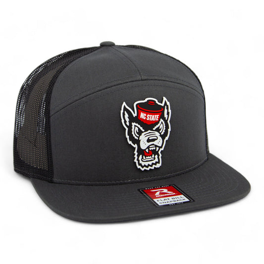 NC State Wolfpack 3D Snapback Seven-Panel Flat Bill Trucker Hat- Charcoal/ Black