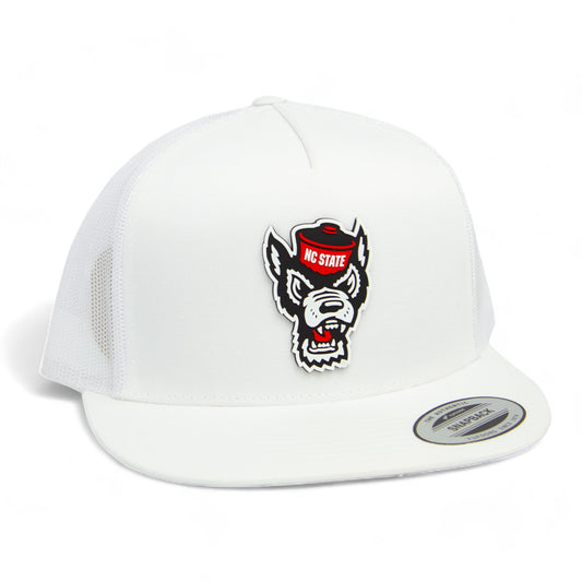 NC State Wolfpack 3D YP Snapback Flat Bill Trucker Hat- White