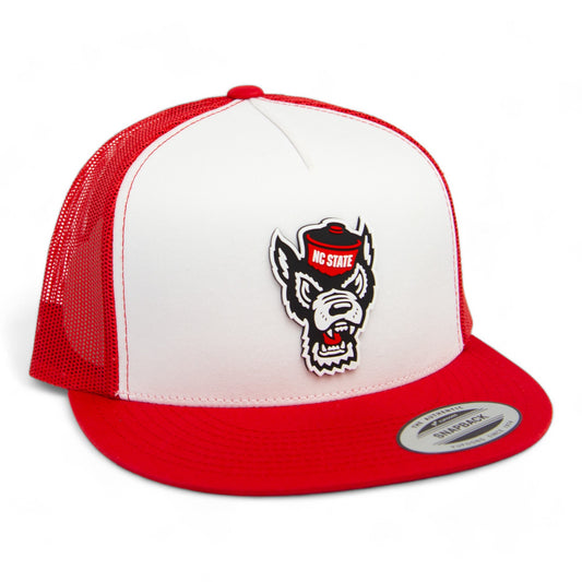 NC State Wolfpack 3D YP Snapback Flat Bill Trucker Hat- White/ Red