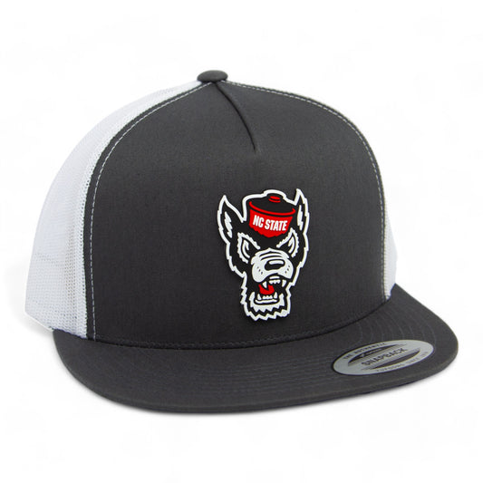 NC State Wolfpack 3D YP Snapback Flat Bill Trucker Hat- Charcoal/ White