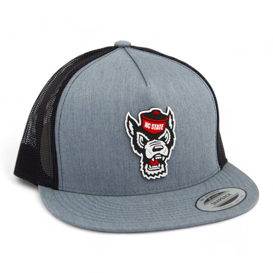 NC State Wolfpack 3D YP Snapback Flat Bill Trucker Hat- Heather Grey/ Black