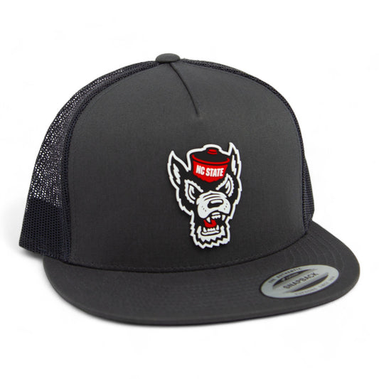 NC State Wolfpack 3D YP Snapback Flat Bill Trucker Hat- Charcoal/ Black