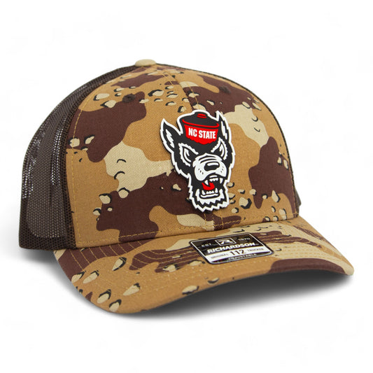 NC State Wolfpack 3D Snapback Trucker Hat- Desert Camo/ Brown