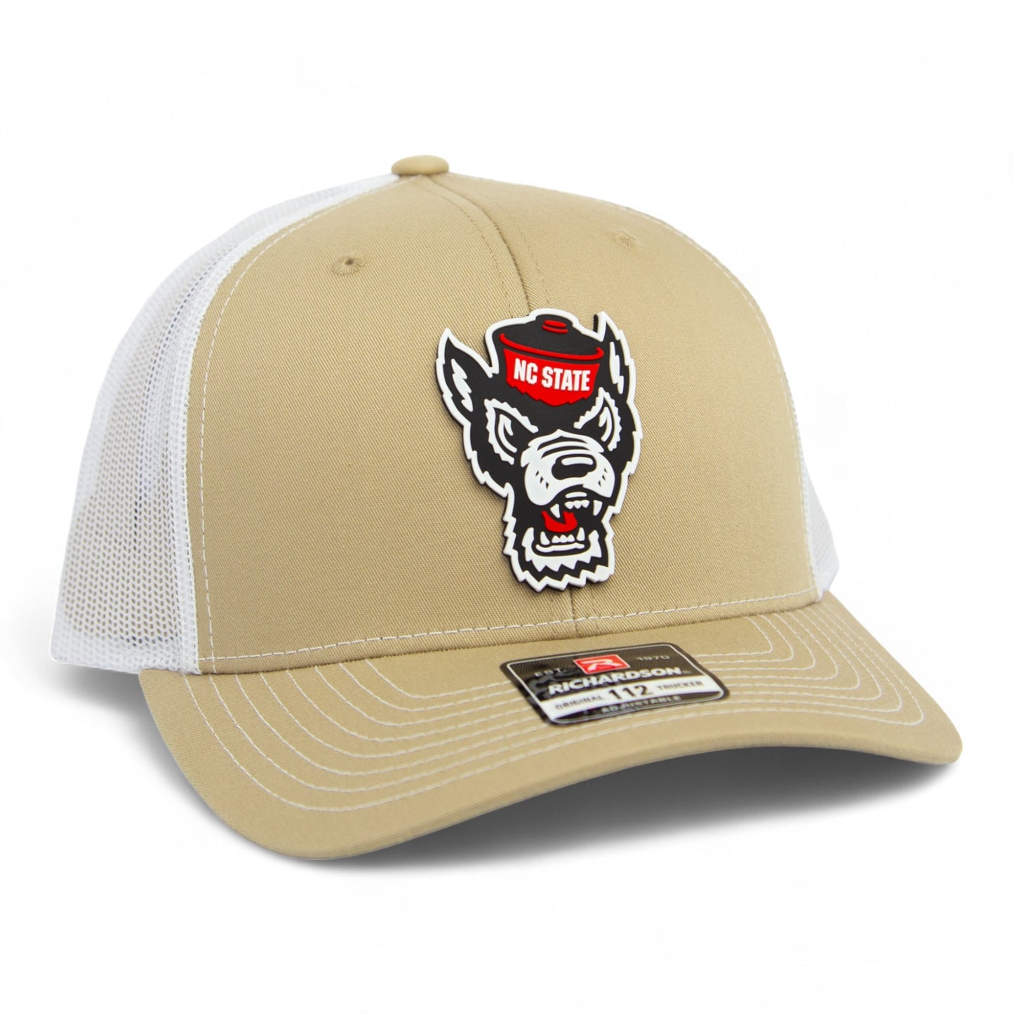 NC State Wolfpack 3D Snapback Trucker Hat- Tan/ White