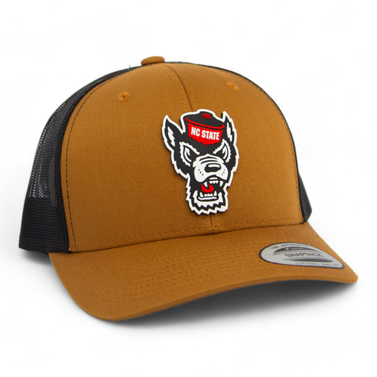 NC State Wolfpack 3D YP Snapback Trucker Hat- Carmel/ Black