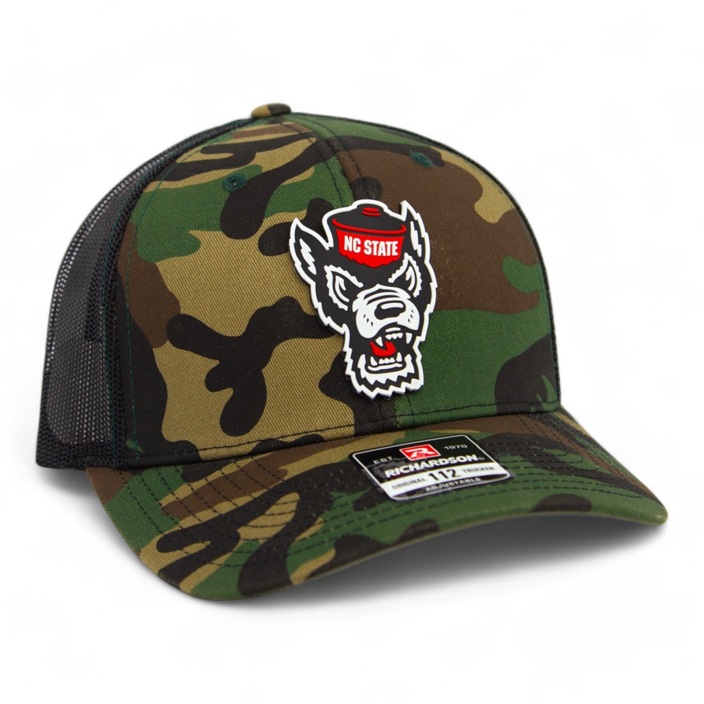 NC State Wolfpack 3D Snapback Trucker Hat- Army Camo/ Black