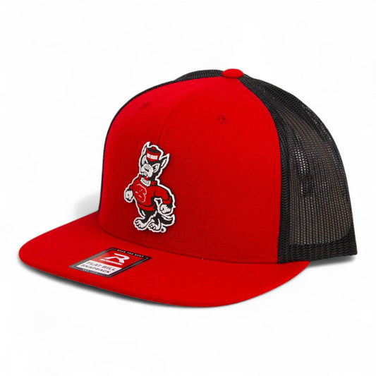 NC State Wolfpack Strutting Wolf 3D Wool Blend Flat Bill Hat- Red/ Black