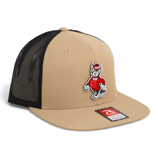 NC State Wolfpack Strutting Wolf 3D Wool Blend Flat Bill Hat- Tan/ Black