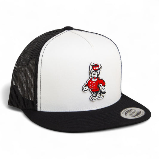 NC State Wolfpack Strutting Wolf 3D YP Snapback Flat Bill Trucker Hat- White/ Black