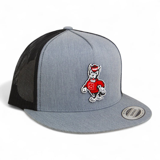 NC State Wolfpack Strutting Wolf 3D YP Snapback Flat Bill Trucker Hat- Heather Grey/ Black