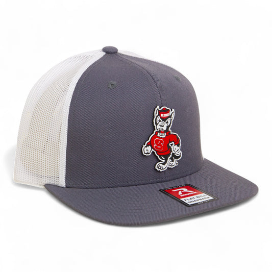 NC State Wolfpack Strutting Wolf 3D Wool Blend Flat Bill Hat- Charcoal/ White