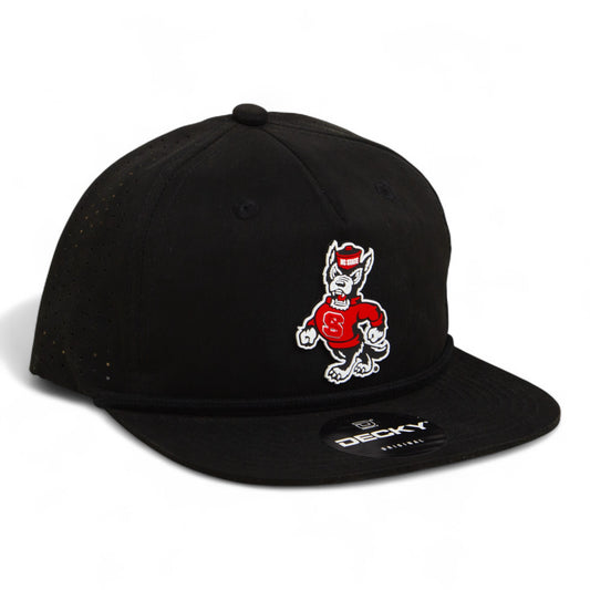 NC State Wolfpack Strutting Wolf 3D Perforated Rope Hat- Black