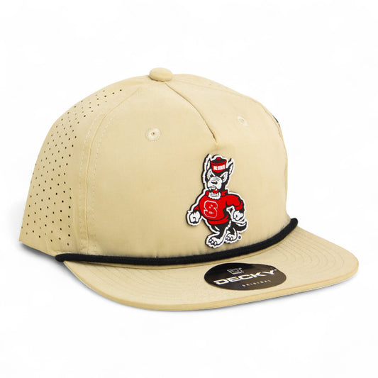 NC State Wolfpack Strutting Wolf 3D Perforated Rope Hat- Birch/ Black