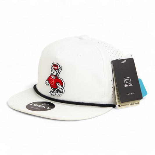 NC State Wolfpack Strutting Wolf 3D Perforated Rope Hat- White/ Black