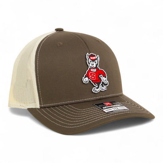 NC State Wolfpack Strutting Wolf 3D Snapback Trucker Hat- Chocolate Chip/ Birch