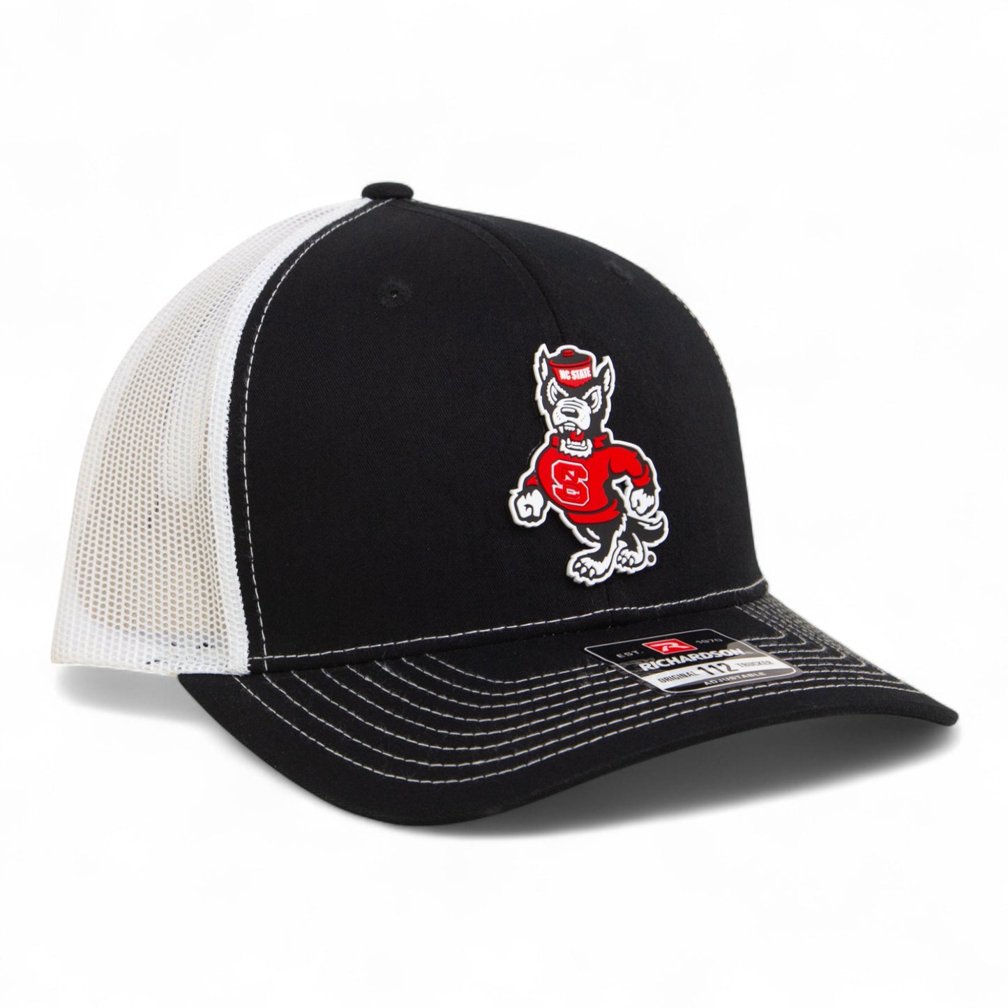 NC State Wolfpack Strutting Wolf 3D Snapback Trucker Hat- Black/ White