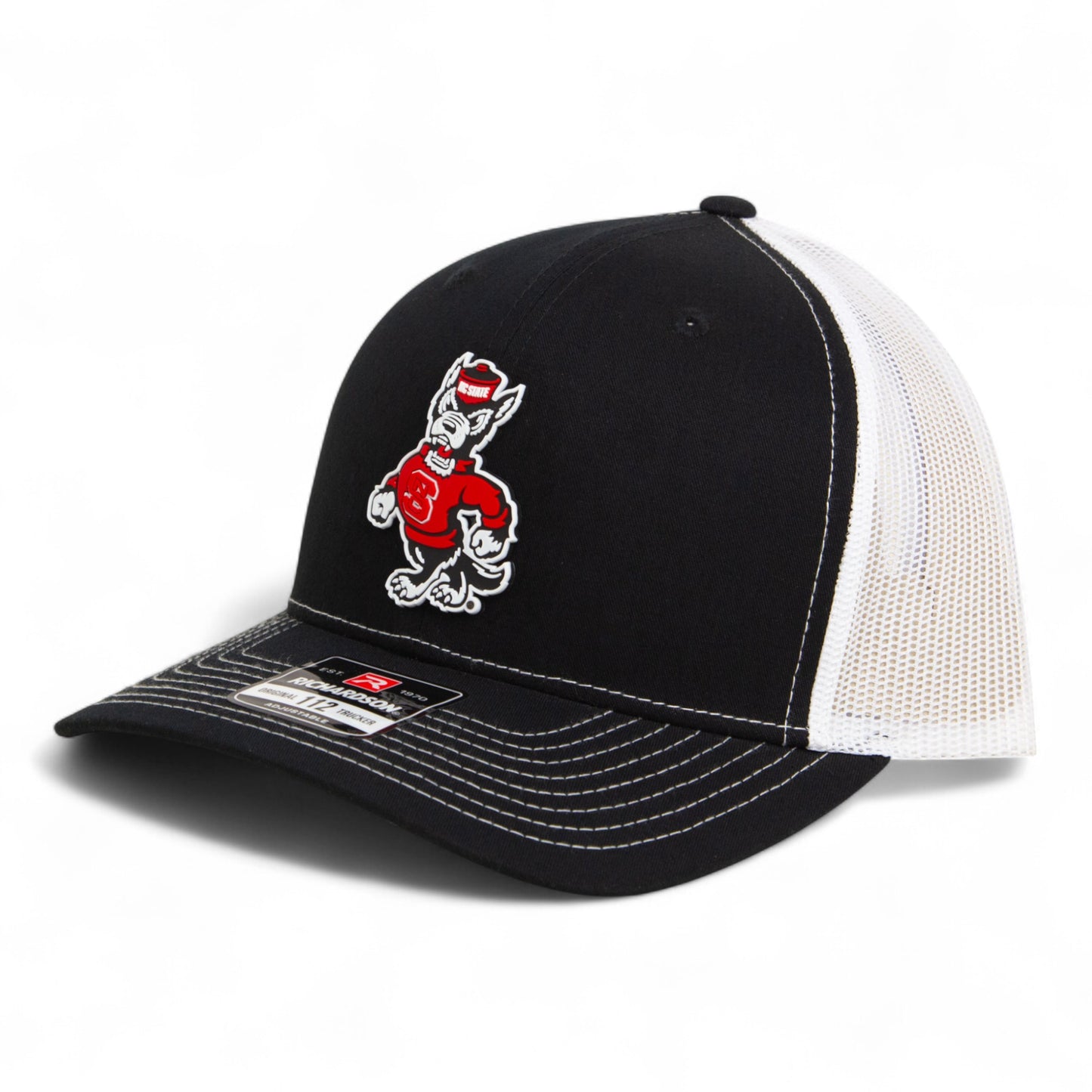 NC State Wolfpack Strutting Wolf 3D Snapback Trucker Hat- Black/ White