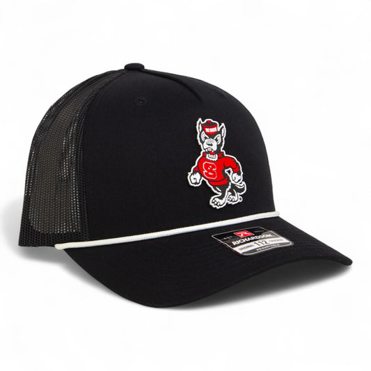 NC State Wolfpack Strutting Wolf 3D Snapback Trucker Rope Hat- Black/ White