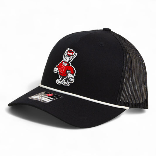 NC State Wolfpack Strutting Wolf 3D Snapback Trucker Rope Hat- Black/ White