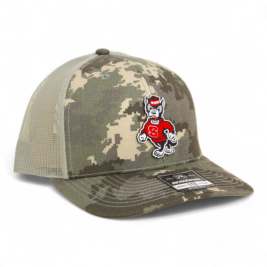 NC State Wolfpack Strutting Wolf 3D Snapback Trucker Hat- Military Digital Camo