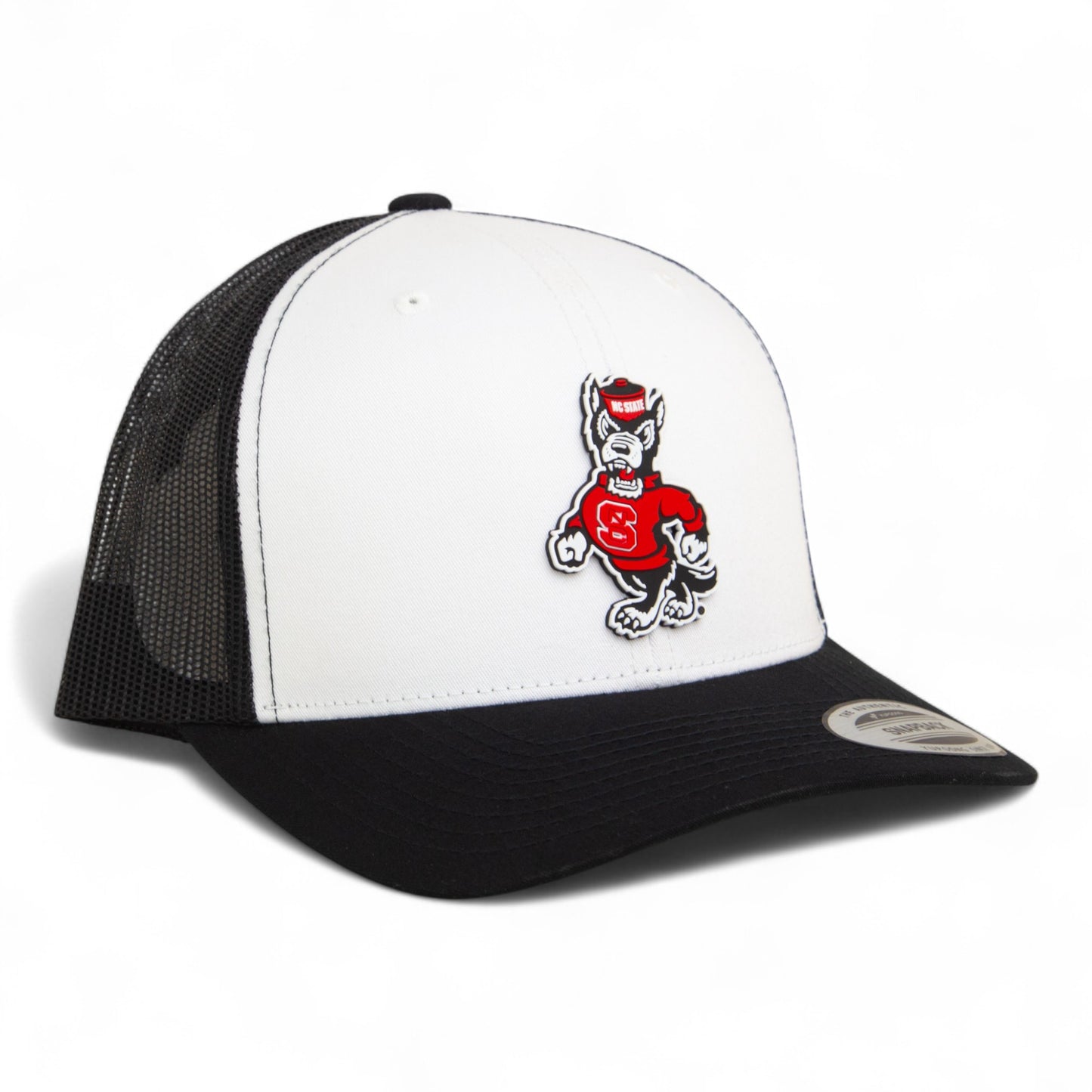 NC State Wolfpack Strutting Wolf 3D YP Snapback Trucker Hat- White/ Black