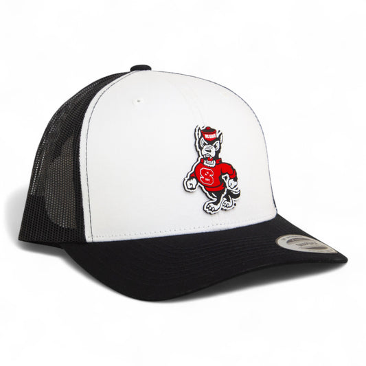 NC State Wolfpack Strutting Wolf 3D YP Snapback Trucker Hat- White/ Black