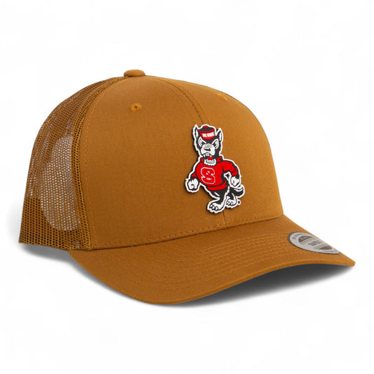 NC State Wolfpack Strutting Wolf 3D YP Snapback Trucker Hat- Caramel