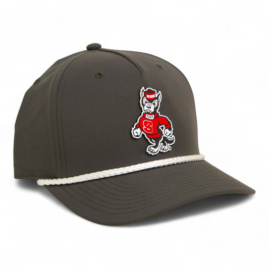 NC State Wolfpack Strutting Wolf 3D Five Panel Classic Rope Hat- Olive/ White