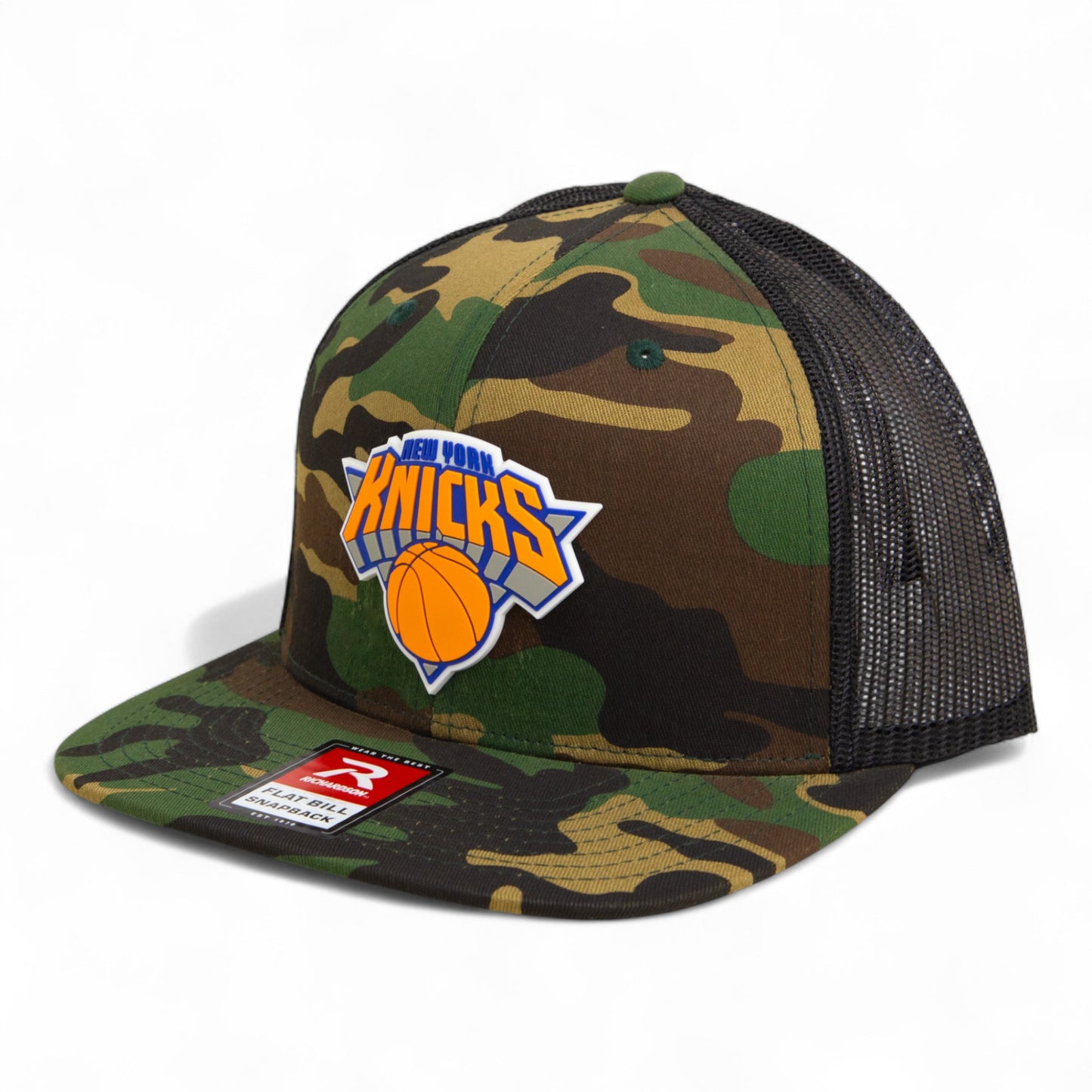 New York Knicks 3D Wool Blend Flat Bill Hat- Army Camo/ Black