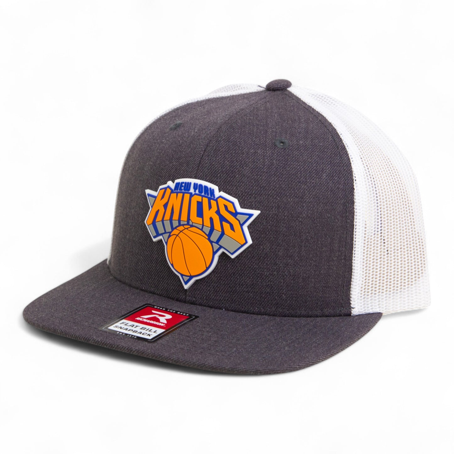 New York Knicks 3D Wool Blend Flat Bill Hat- Heather Charcoal/ White