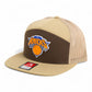 New York Knicks 3D Snapback Seven-Panel Flat Bill Trucker Hat- Brown/ Tan