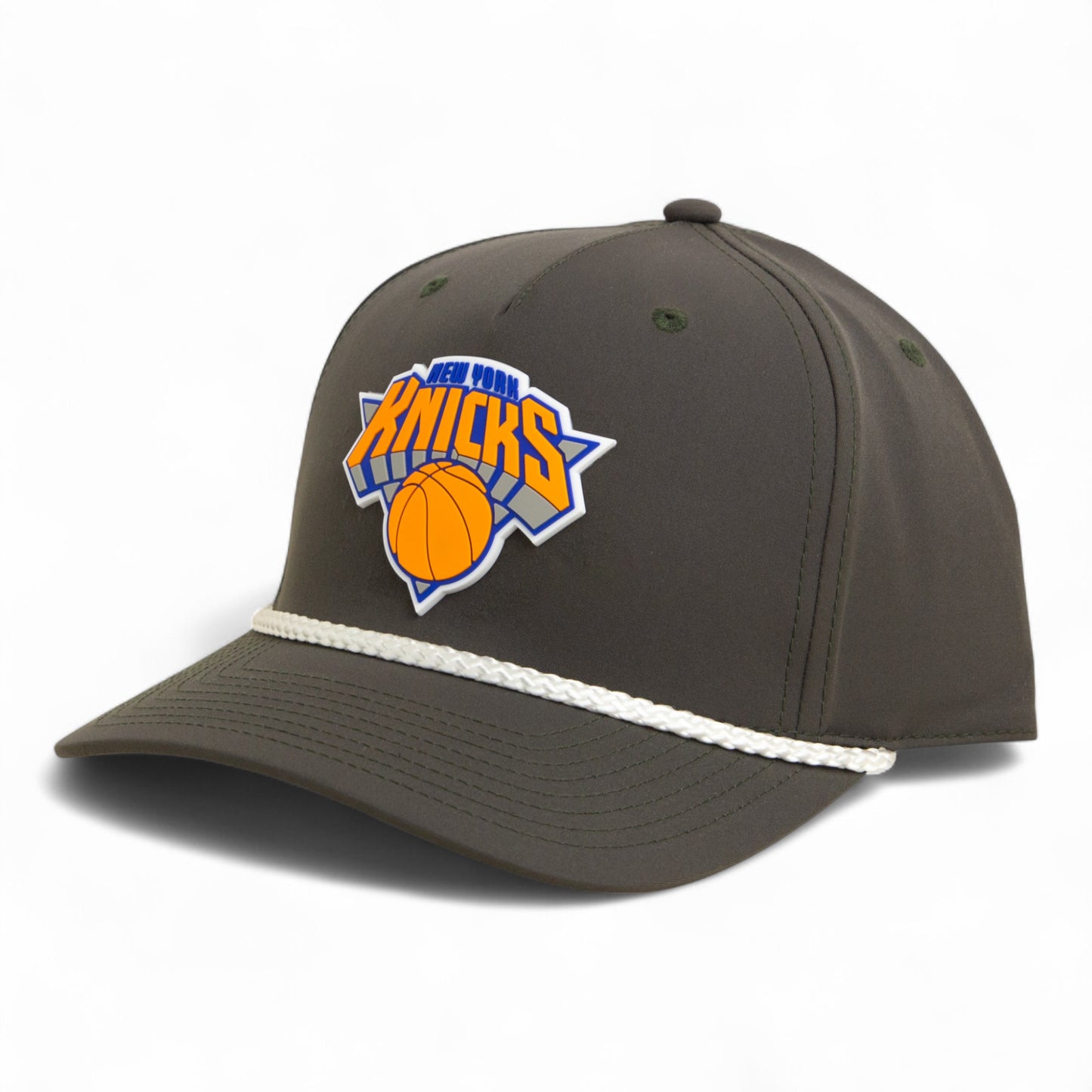 New York Knicks 3D Five Panel Classic Rope Hat- Olive/ White