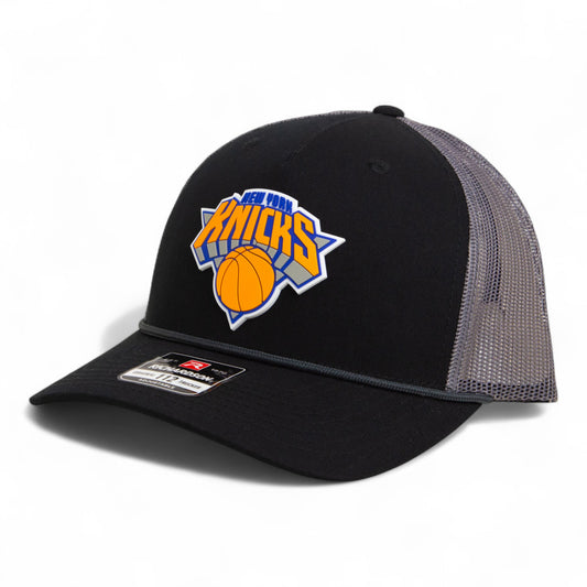 New York Knicks Snapback Trucker Rope Hat- Black/ Charcoal