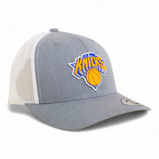 New York Knicks 3D YP Snapback Trucker Hat- Heather Grey/ White