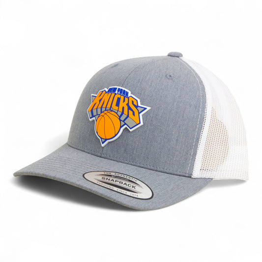 New York Knicks 3D YP Snapback Trucker Hat- Heather Grey/ White