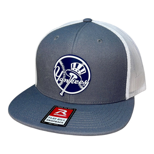 New York Yankees 3D Wool Blend Flat Bill Hat- Charcoal/ White