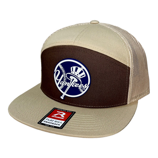 New York Yankees 3D Snapback Seven-Panel Flat Bill Trucker Hat- Brown/ Tan