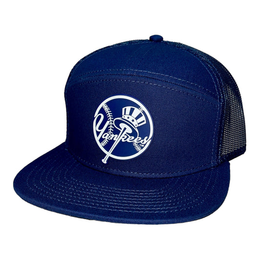 New York Yankees 3D Snapback Seven-Panel Flat Bill Trucker Hat- Navy