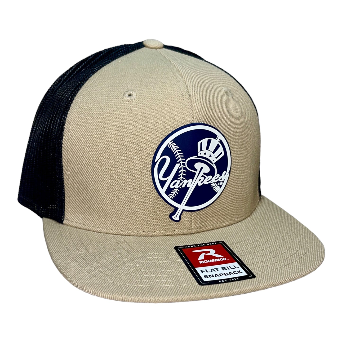 New York Yankees 3D Wool Blend Flat Bill Hat- Tan/ Black