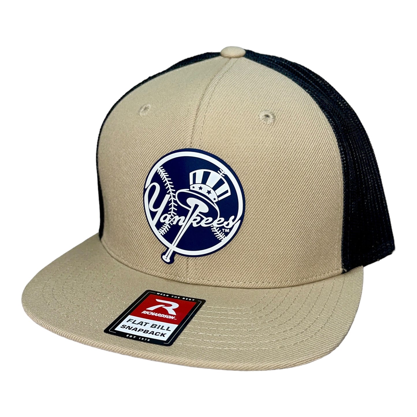 New York Yankees 3D Wool Blend Flat Bill Hat- Tan/ Black