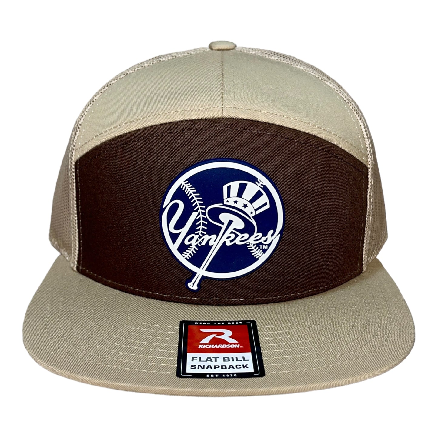 New York Yankees 3D Snapback Seven-Panel Flat Bill Trucker Hat- Brown/ Tan