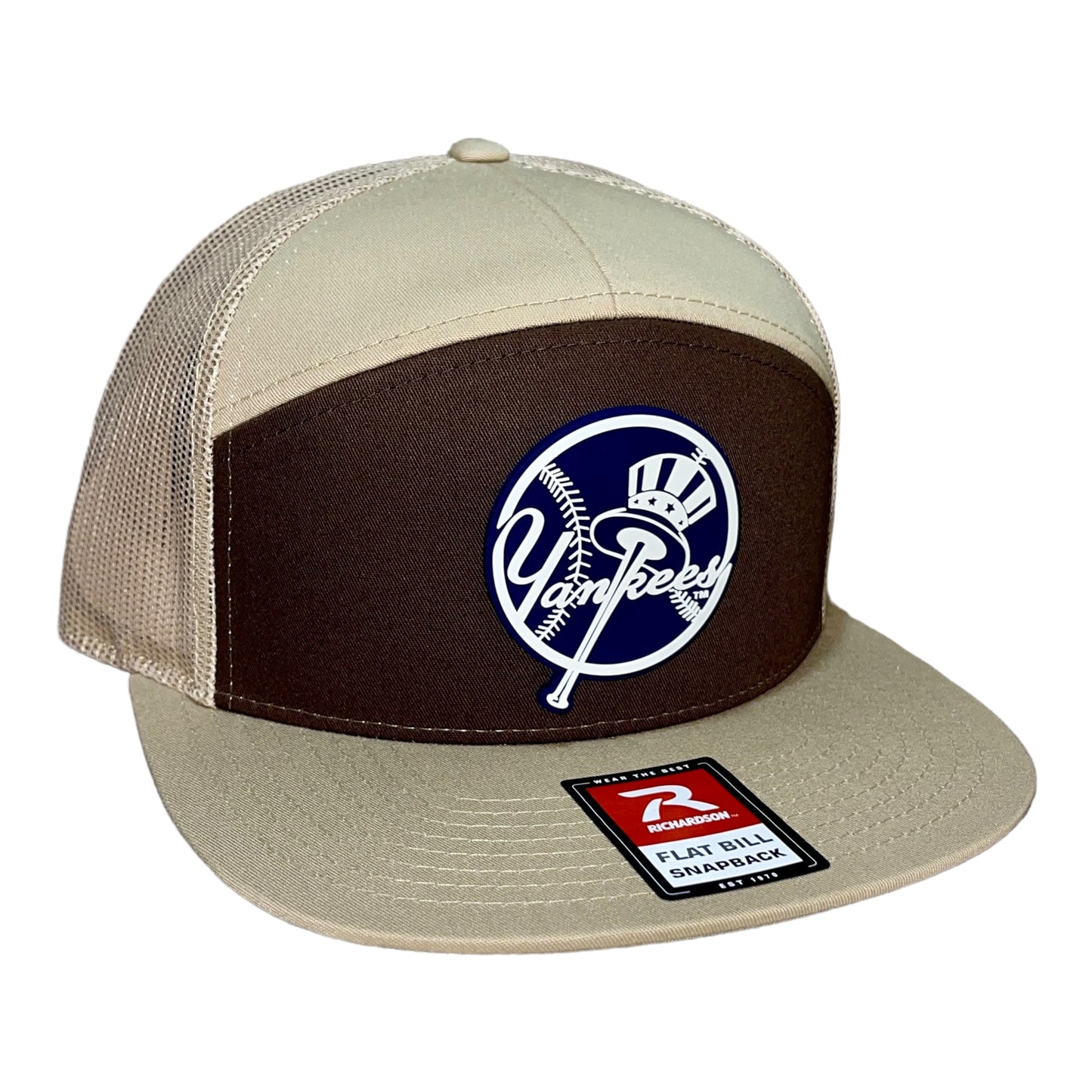 New York Yankees 3D Snapback Seven-Panel Flat Bill Trucker Hat- Brown/ Tan