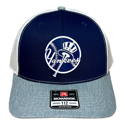 New York Yankees 3D Snapback Trucker Hat- Navy/ White/ Heather Grey