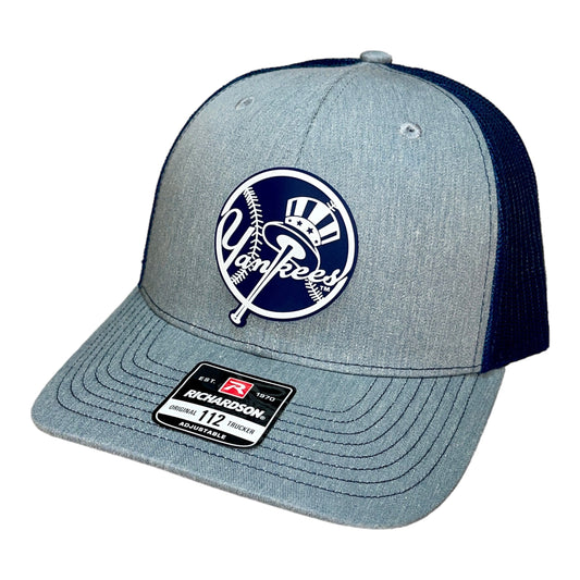 New York Yankees 3D Snapback Trucker Hat- Heather Grey/ Navy